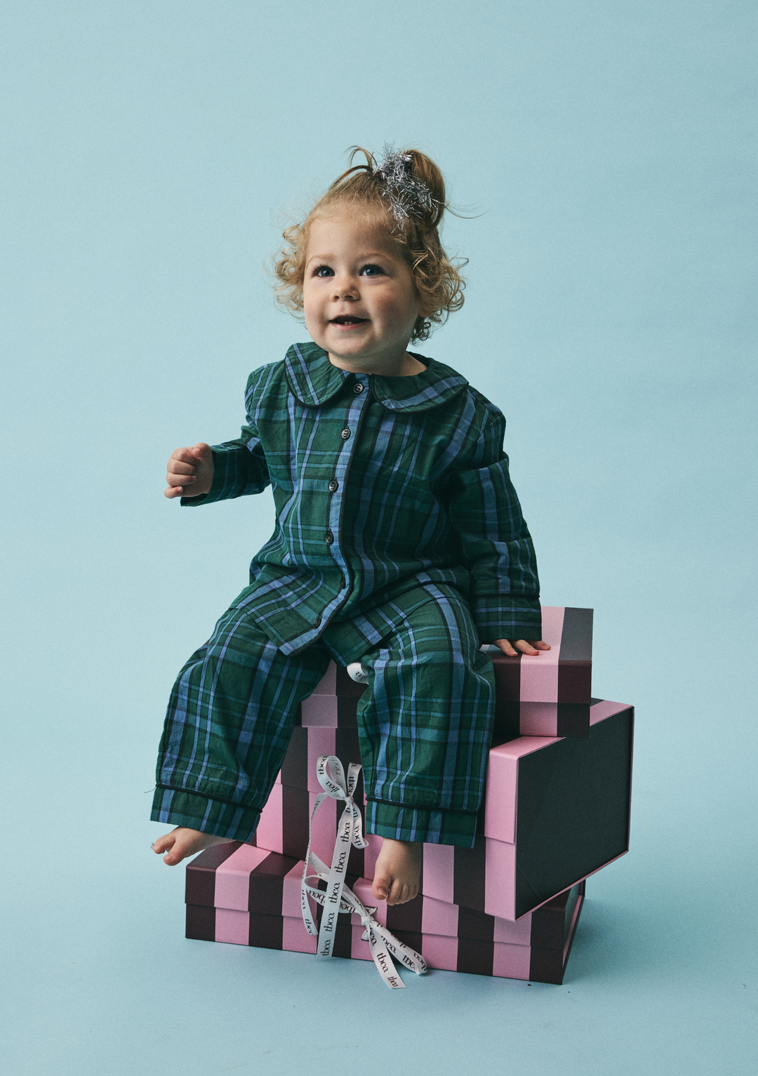 Cotton Kids Pyjamas in Green Tartan