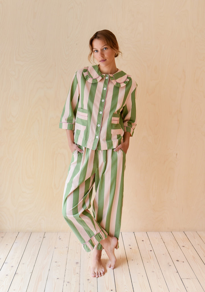 Pyjama en coton damier abricot