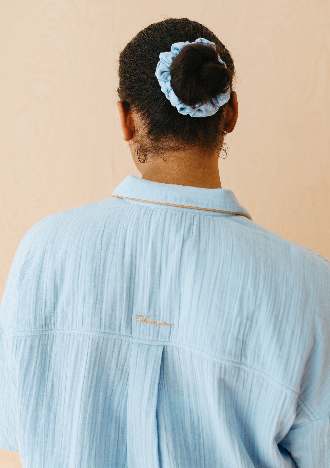 Pyjama en coton bleu pétoncle