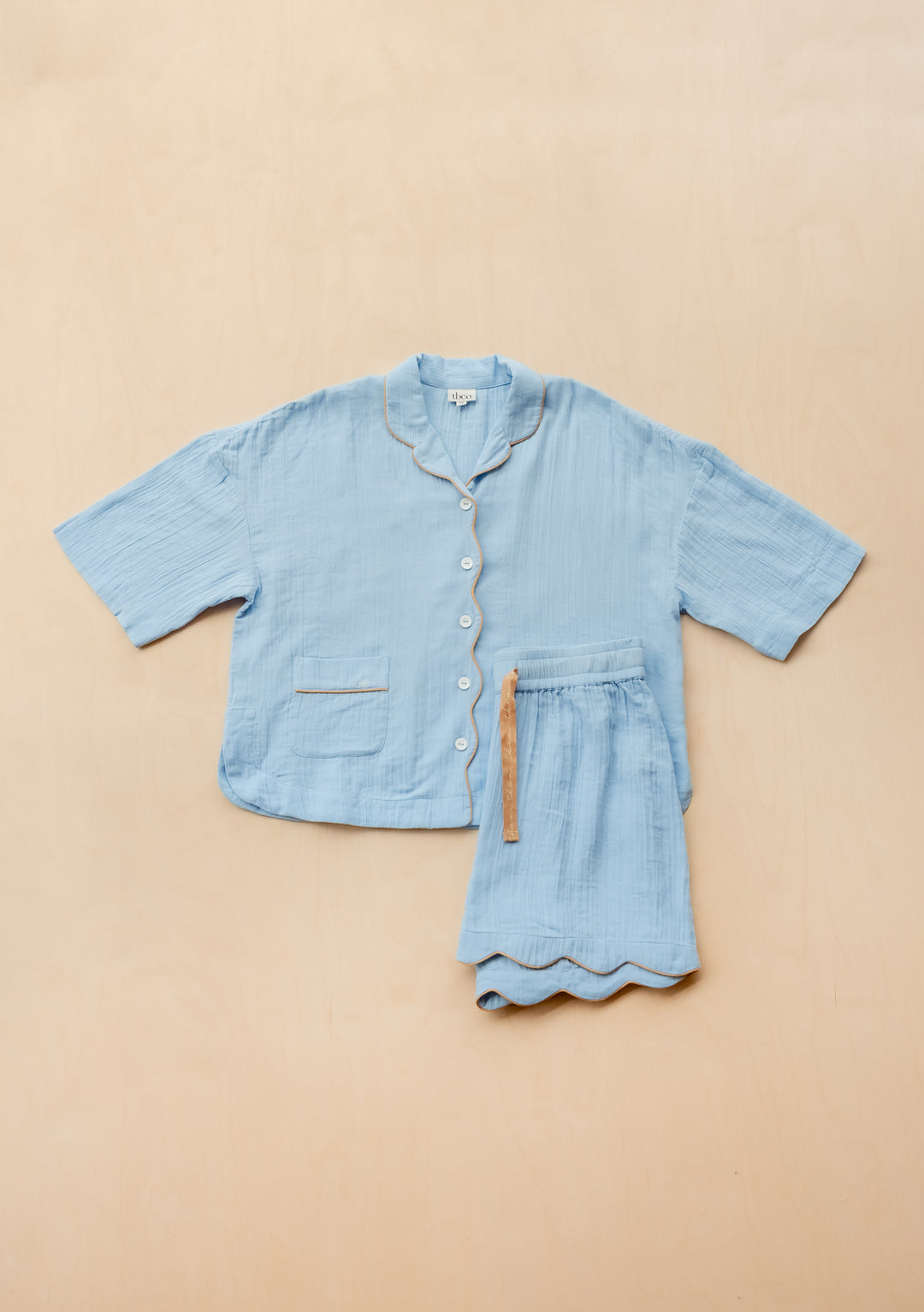 Pyjama en coton bleu pétoncle
