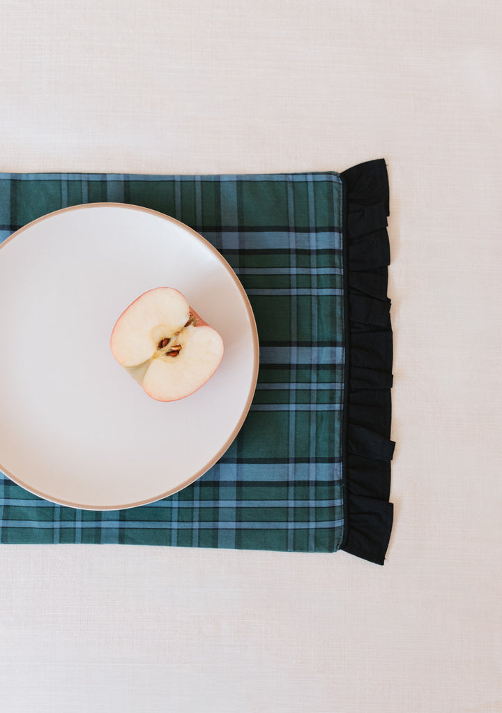 Cotton Placemats Set of 2 in Green Tartan