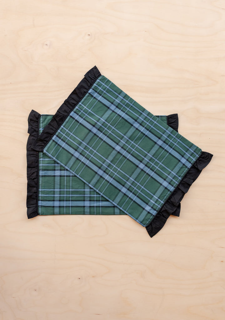 Cotton Placemats Set of 2 in Green Tartan
