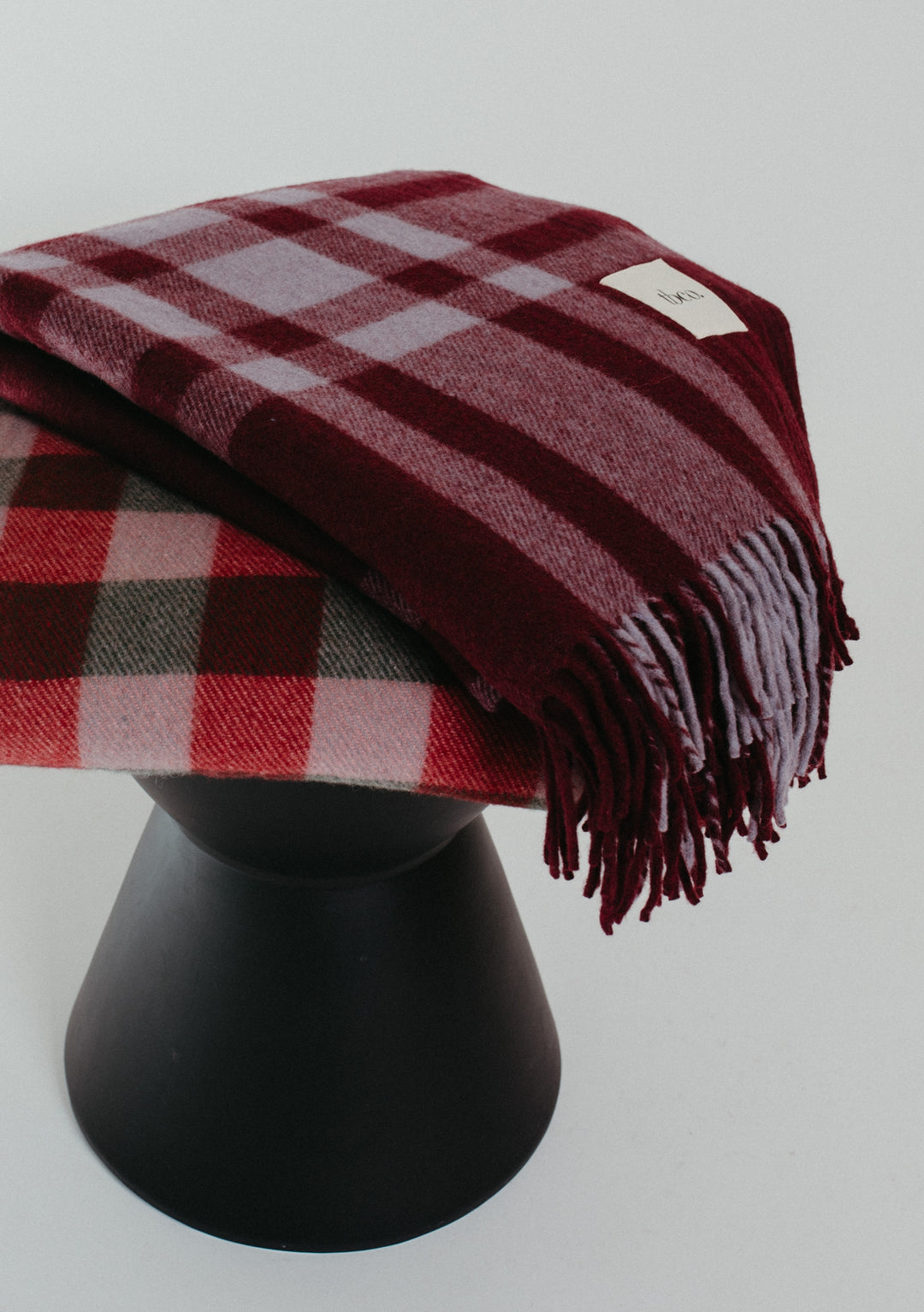 Recycled Wool Blanket in Wine Gingham