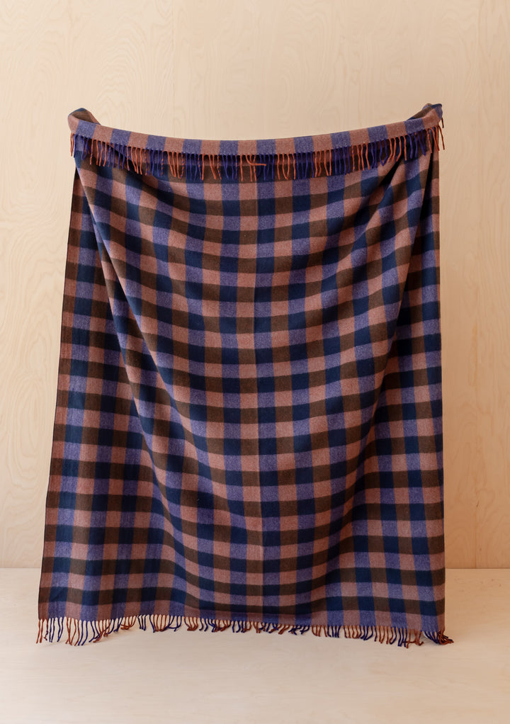 Recycled Wool Blanket in Midnight Gingham