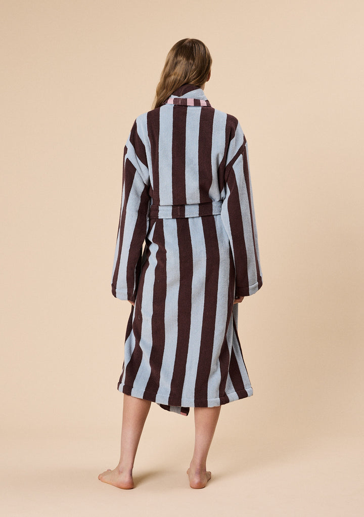 Terry Cotton Bath Robe in Blue Stripe
