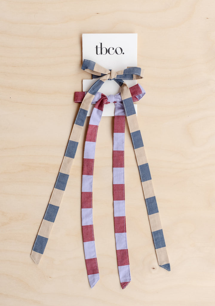 Cotton Bows, Set of 2 in Bold Stripe