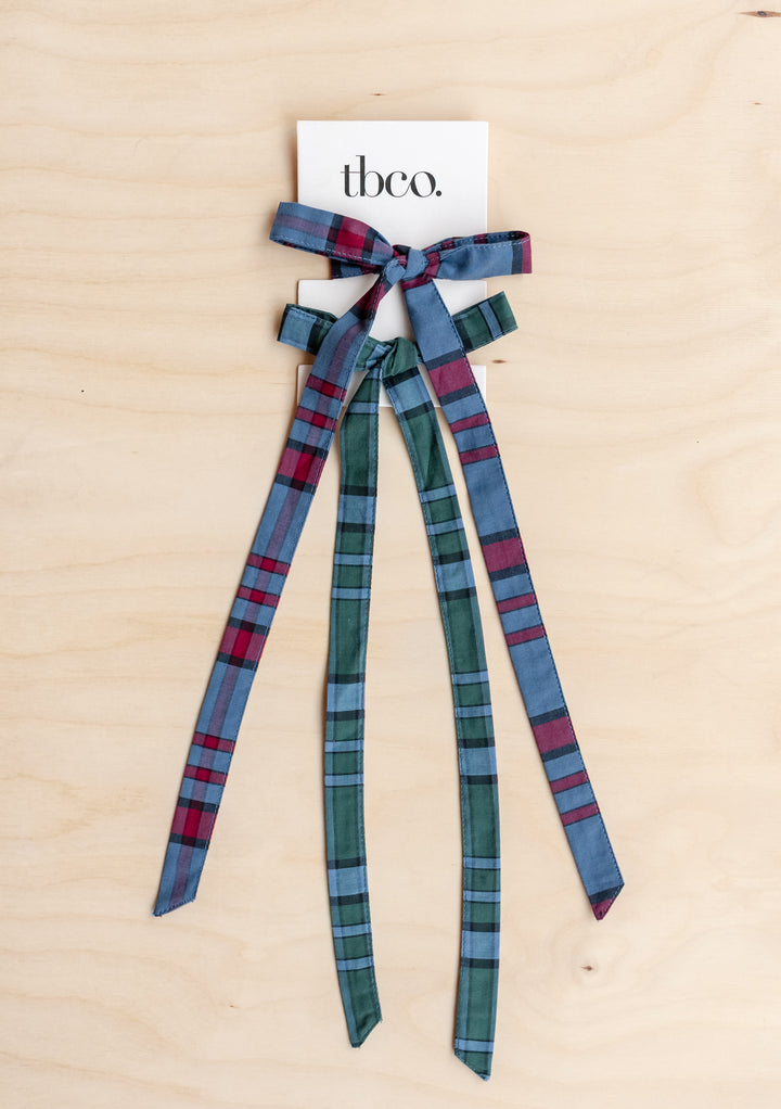 Cotton Bows, Set of 2 in Tartan