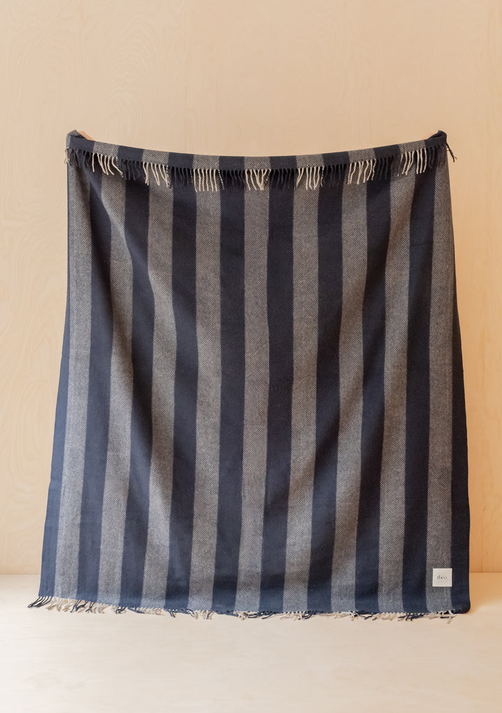 Sample Sale Recycled Wool Blanket in Navy Diamond Stripe