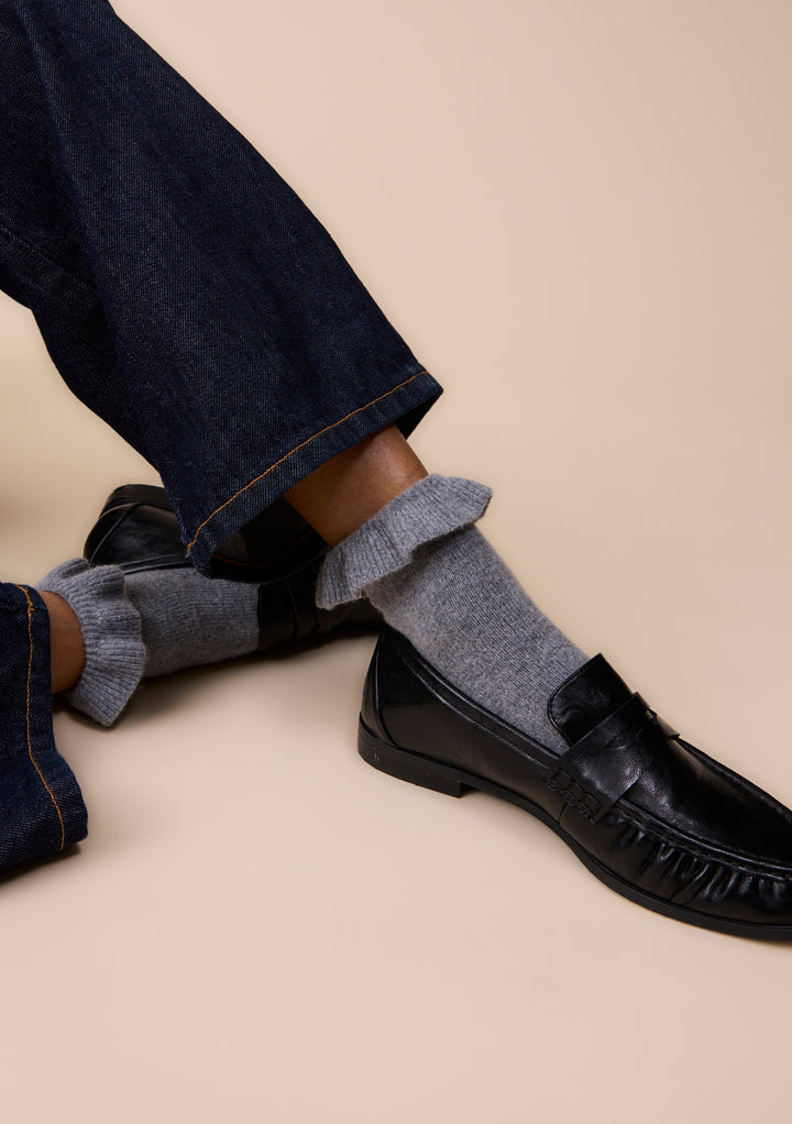 Merino Wool Socks in Charcoal Frilly