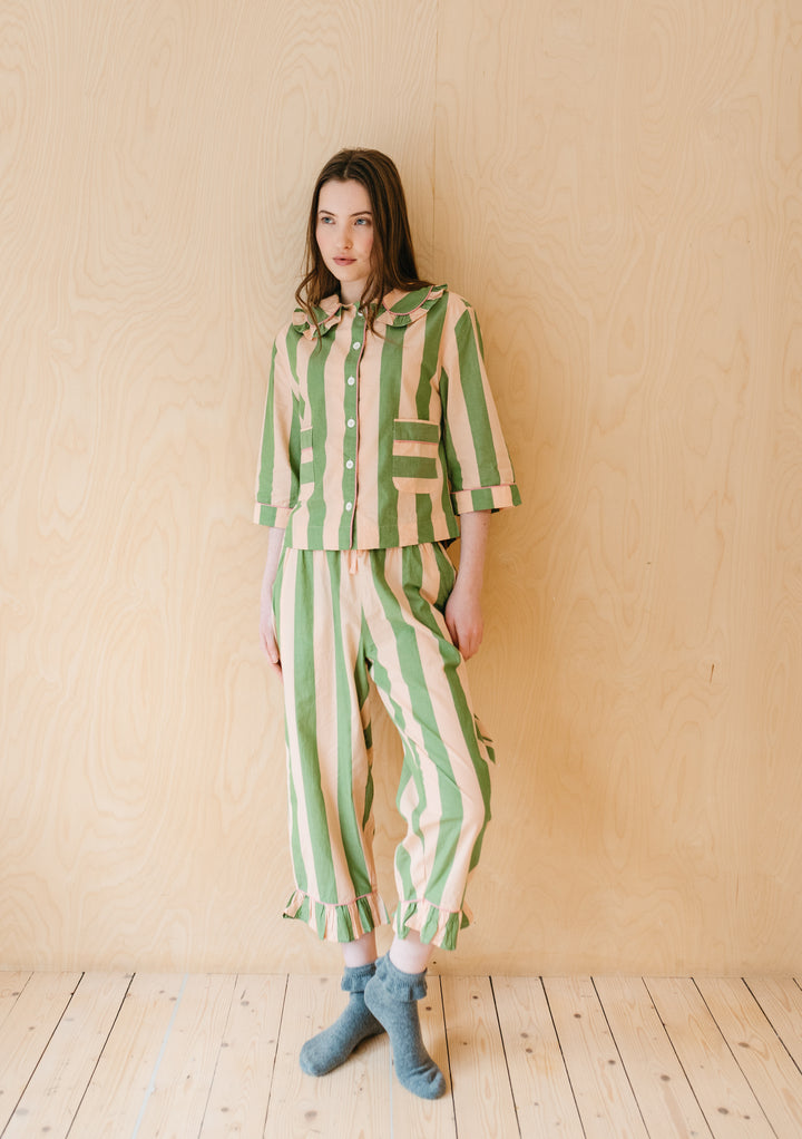 Pyjama en coton damier abricot