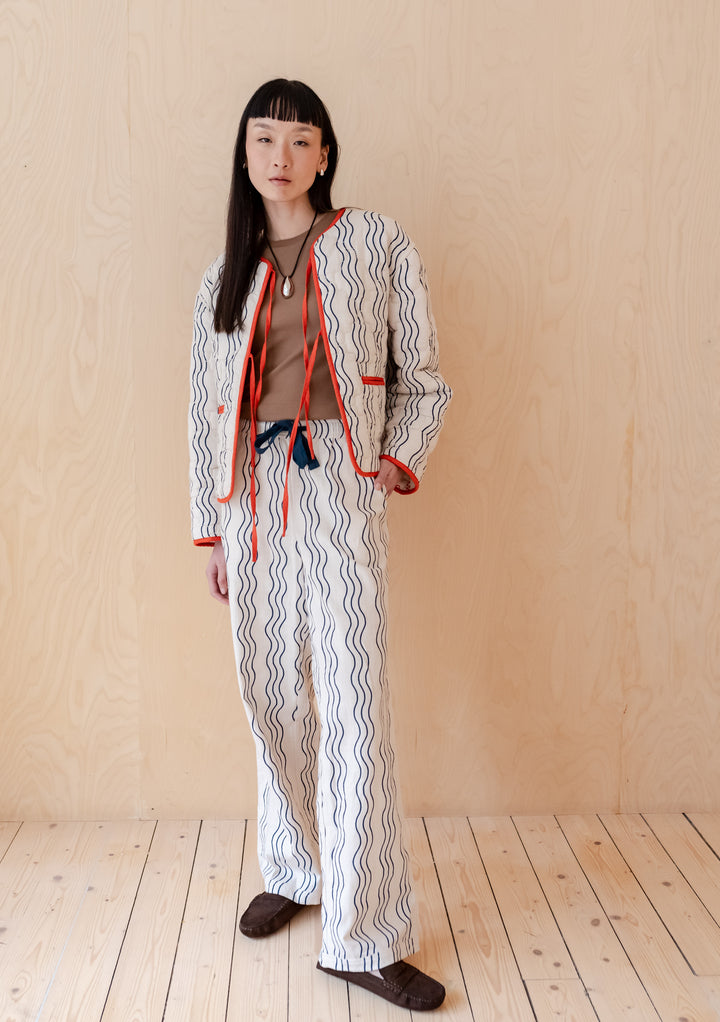 Cotton Trousers in Blue Wave