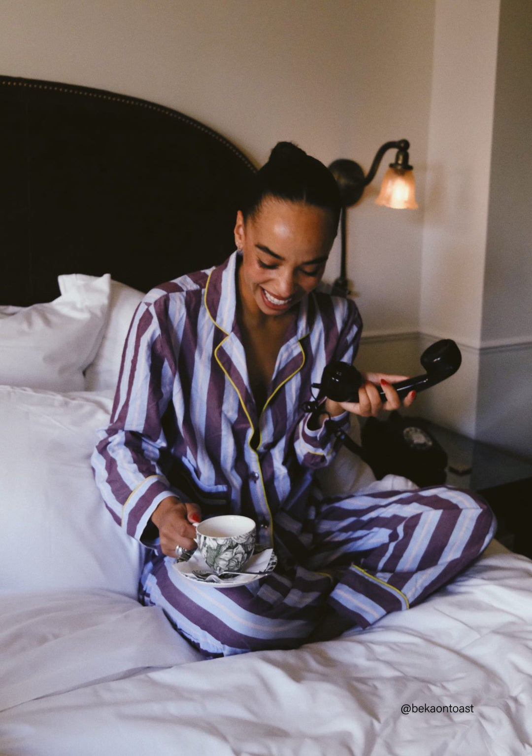 Pyjama en coton TBCo x Glassette à rayures framboise 