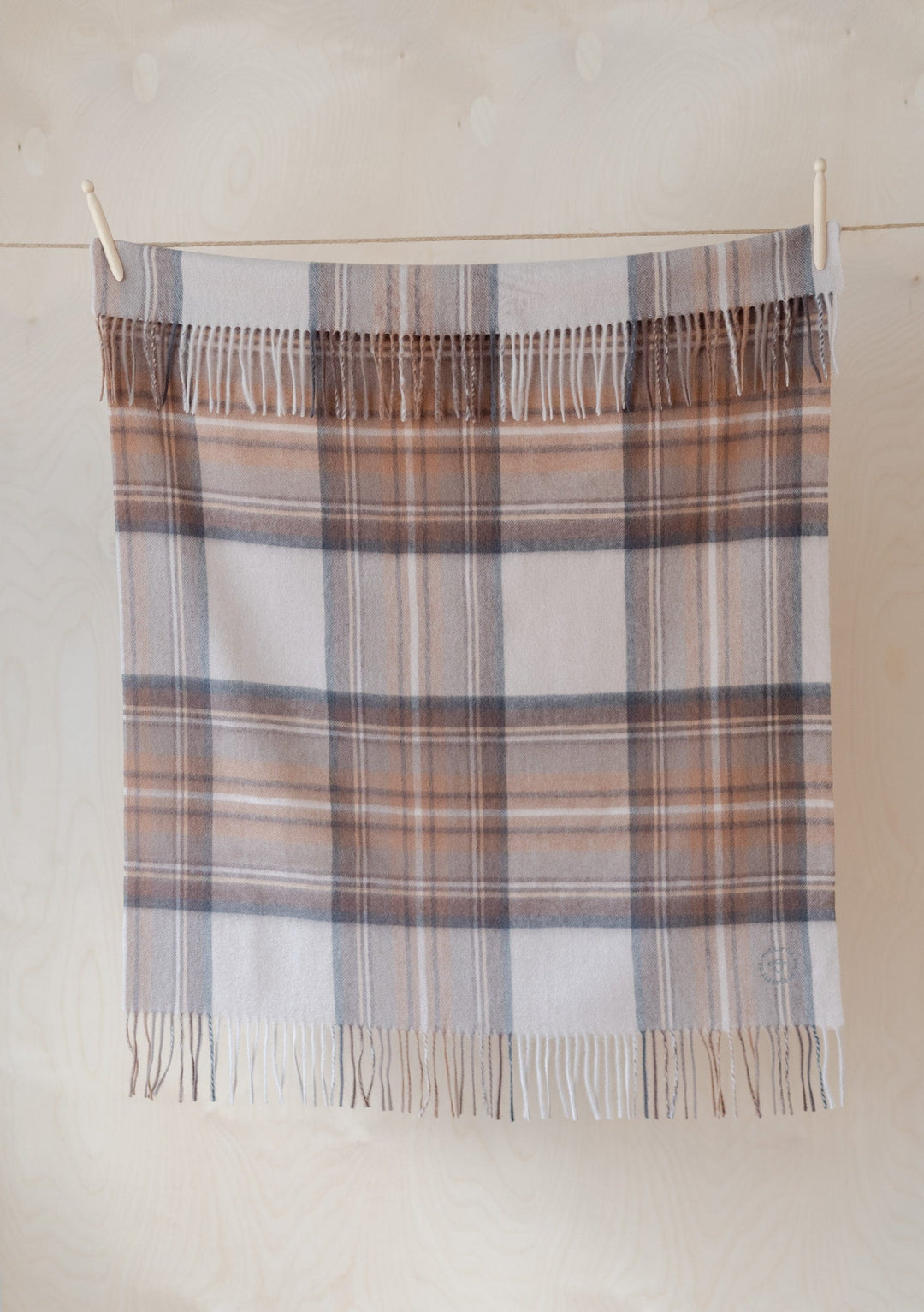 Lambswool Baby Blanket in Stewart Natural Dress Tartan - TBCo 
