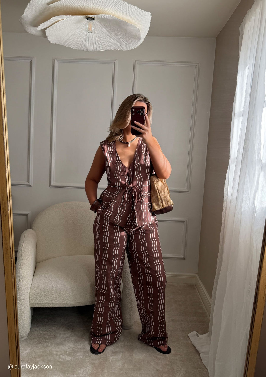 Cotton Trousers in Brown Wave