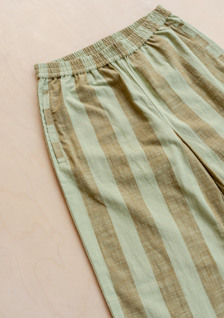 Cotton Trousers in Green & Brown Stripe