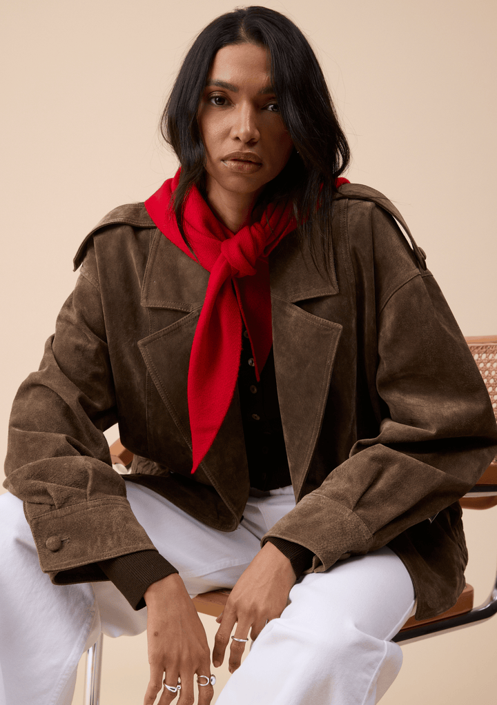 Merino Triangle Scarf in Red