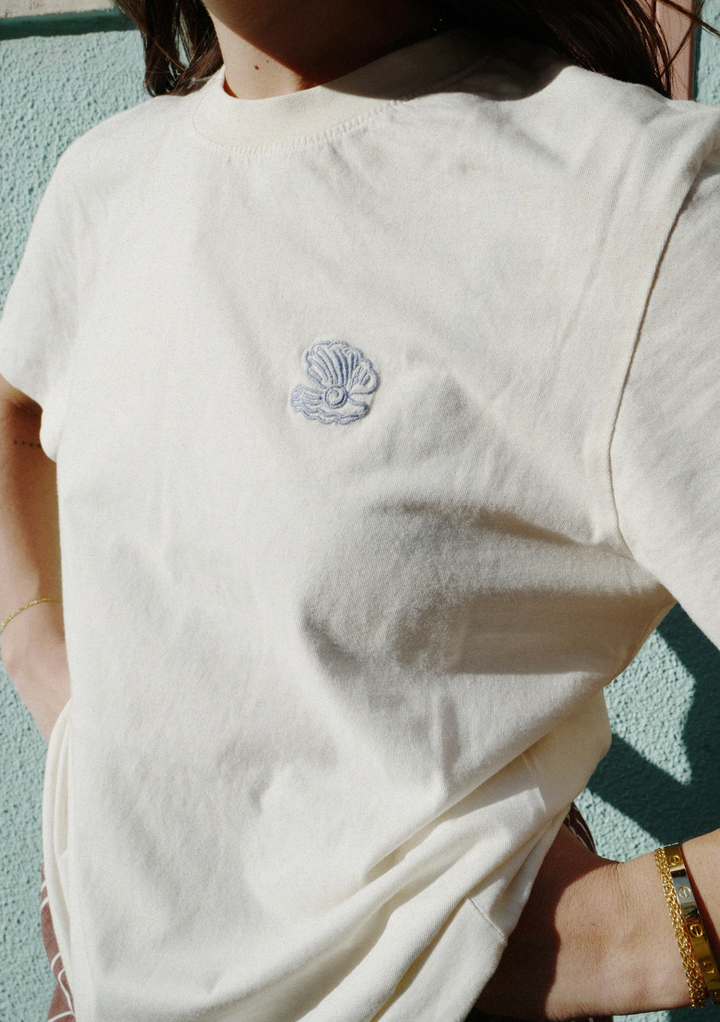 Cotton T-Shirt in Ecru Shell