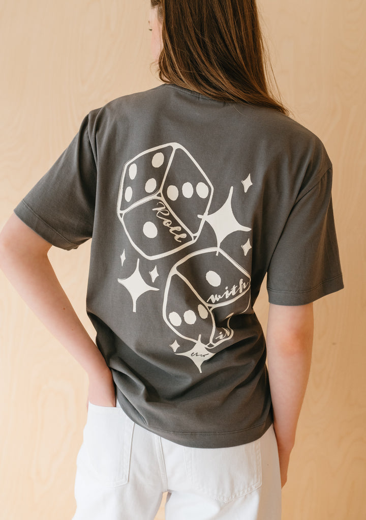 Cotton T-Shirt in Charcoal Dice