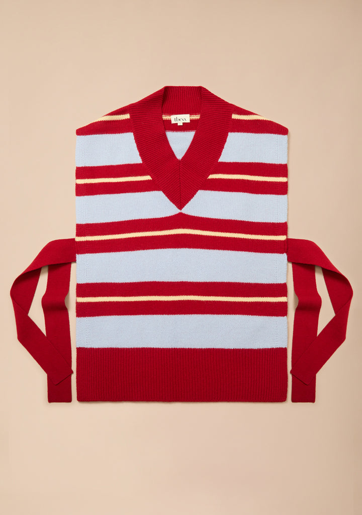 TBCo x Liu Merino Vest in Red Stripe