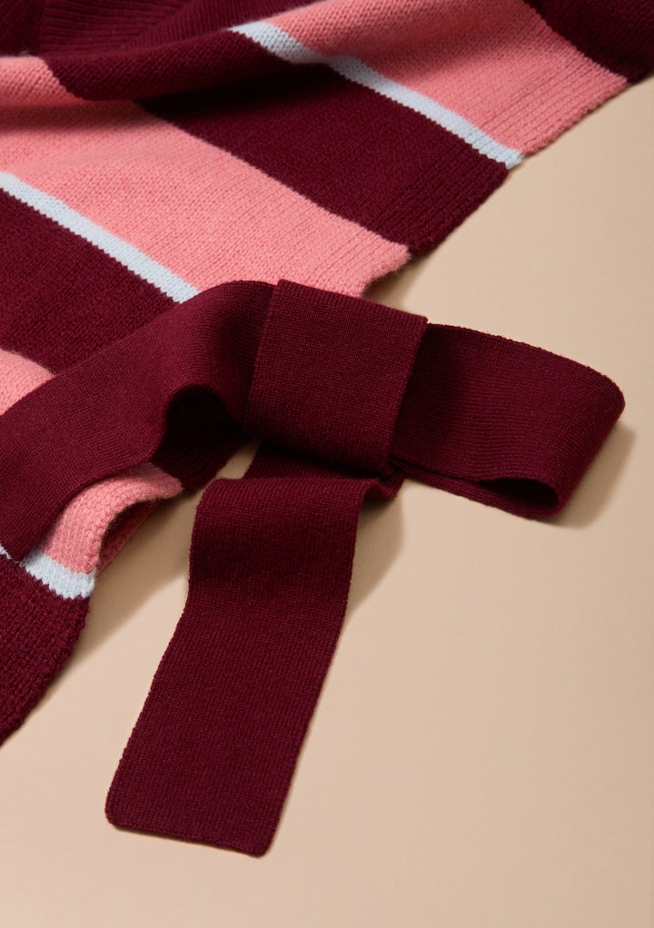 TBCo x Liu Merino Vest in Burgundy Stripe