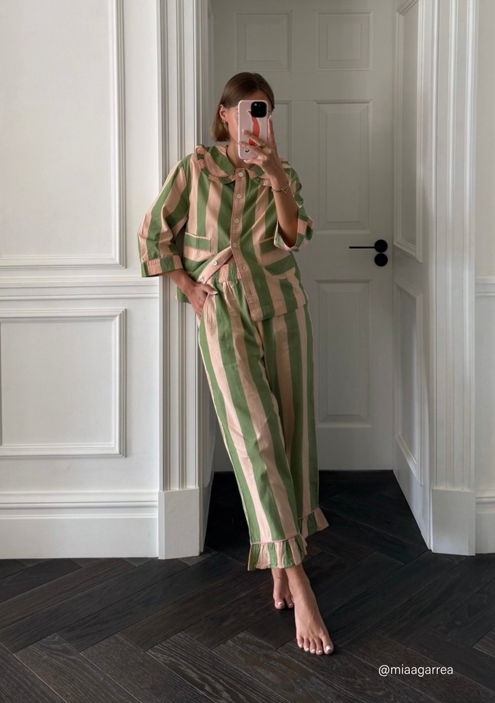 Pyjama en coton damier abricot