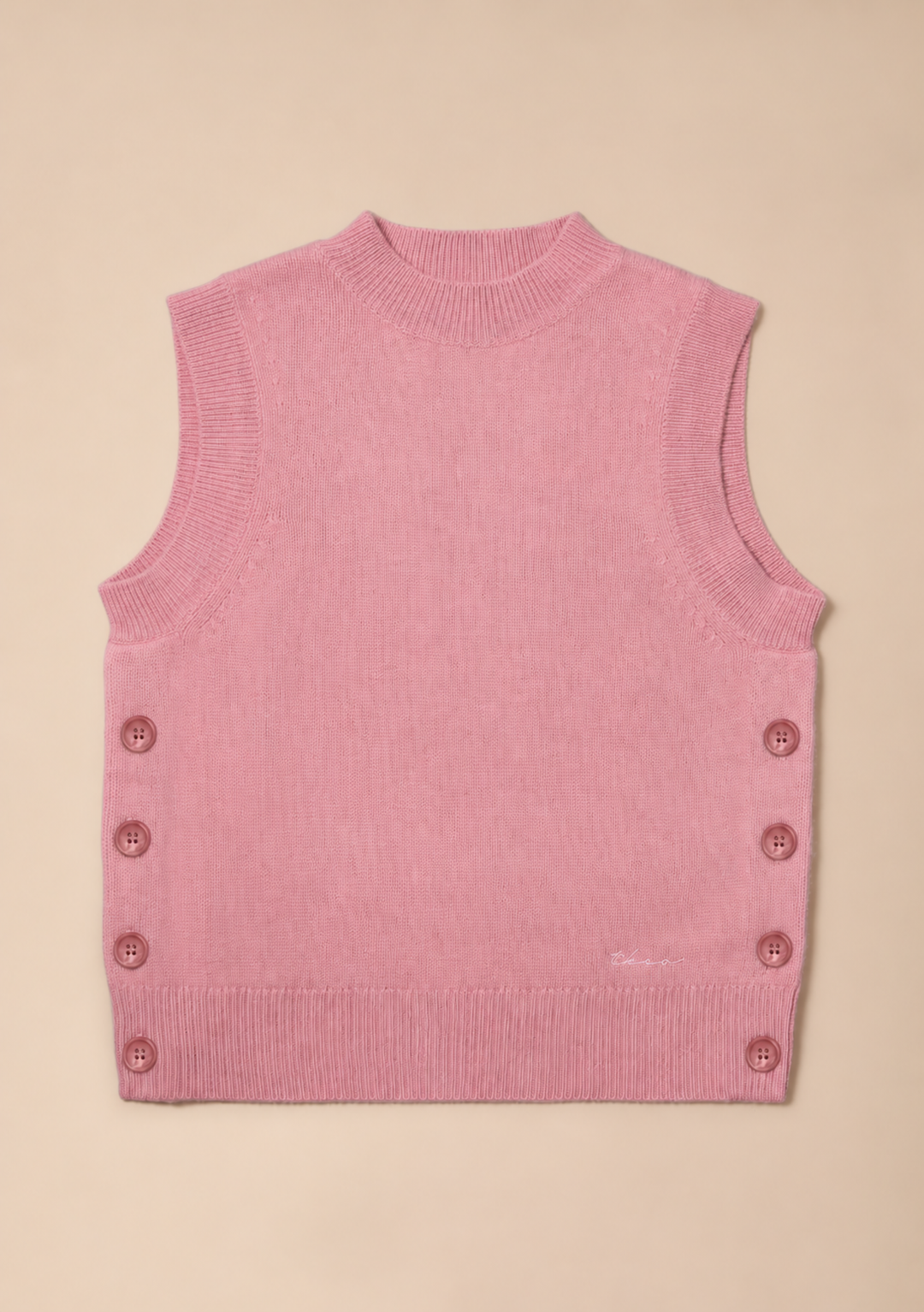 Merino Wool Buttoned Vest in Pink