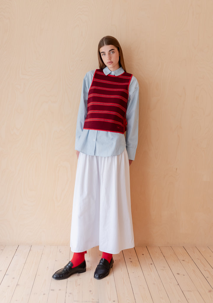 Merino Wool Tie Vest in Burgundy Stripe