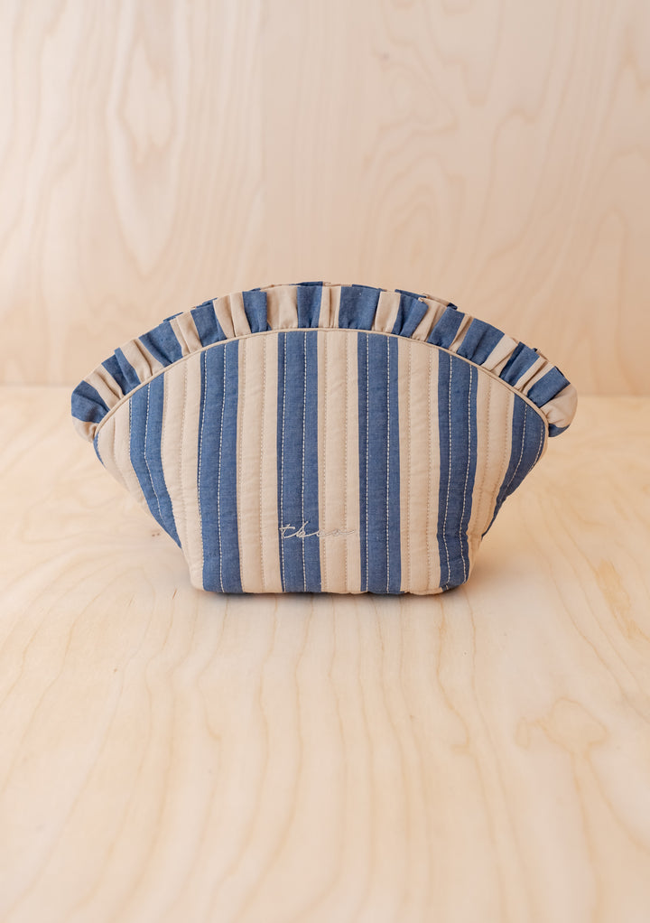 Trousse de toilette en coton à rayures bleu marine 