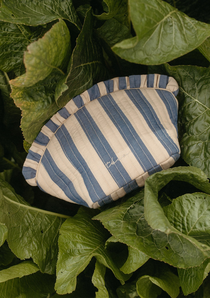 Trousse de toilette en coton à rayures bleu marine 