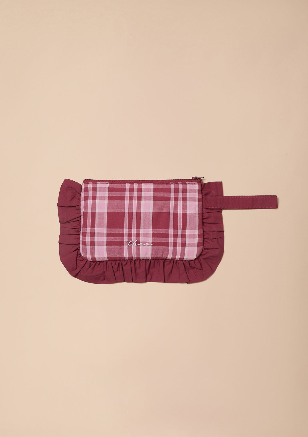 Cotton Wash Bag in Berry Tartan
