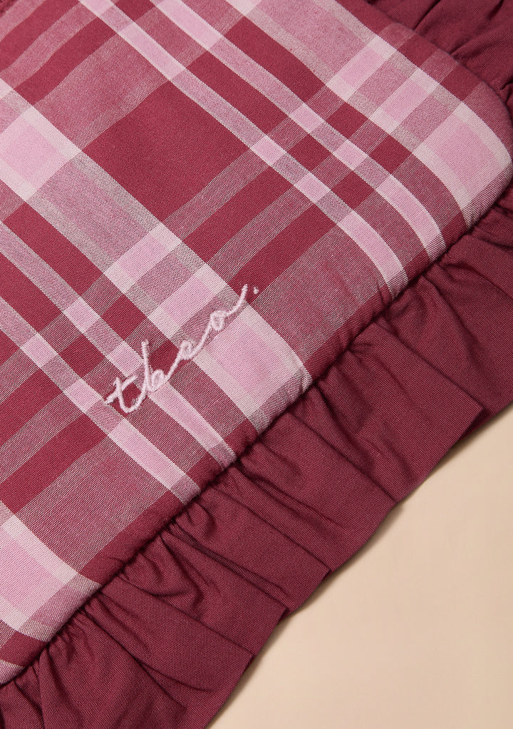 Cotton Wash Bag in Berry Tartan