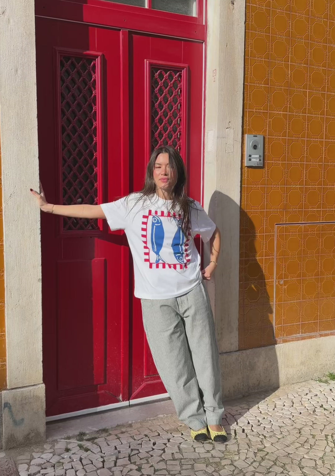 Cotton T-Shirt in White Fish