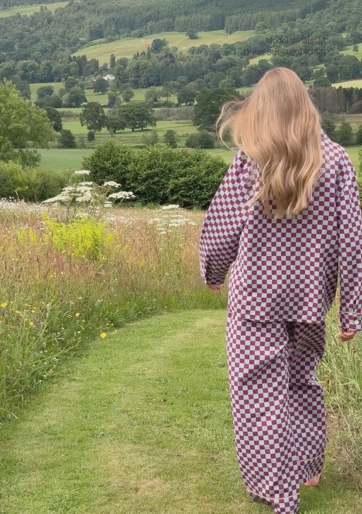 Pyjama en coton à carreaux bleus