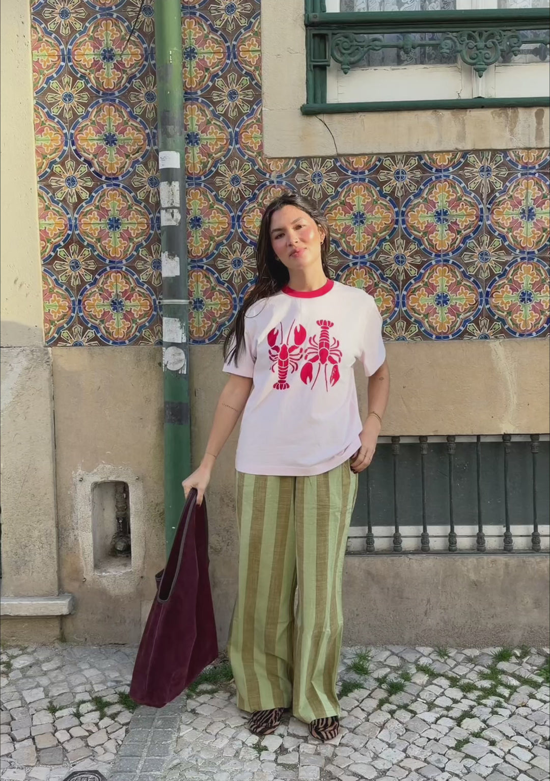 Cotton T-Shirt in Pink Lobster