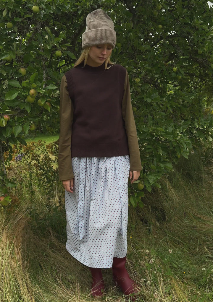 Merino Wool Buttoned Vest in Brown