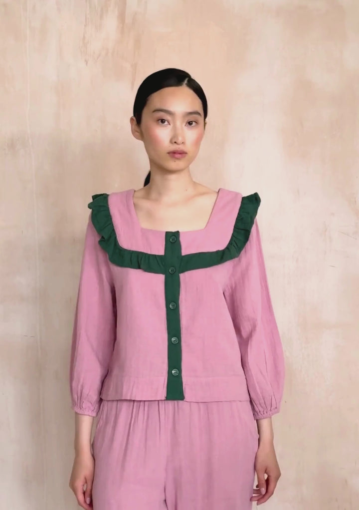 Cotton Pyjamas in Pink Ruffle