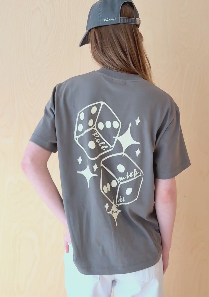 Cotton T-Shirt in Charcoal Dice